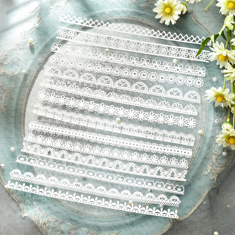 

14Pc Hand-made Flower Butterfly Lace Edge Junk Journal Scrapbooking DIY Craft Paper Wedding Party Supplies Butterfly Fairy Paper