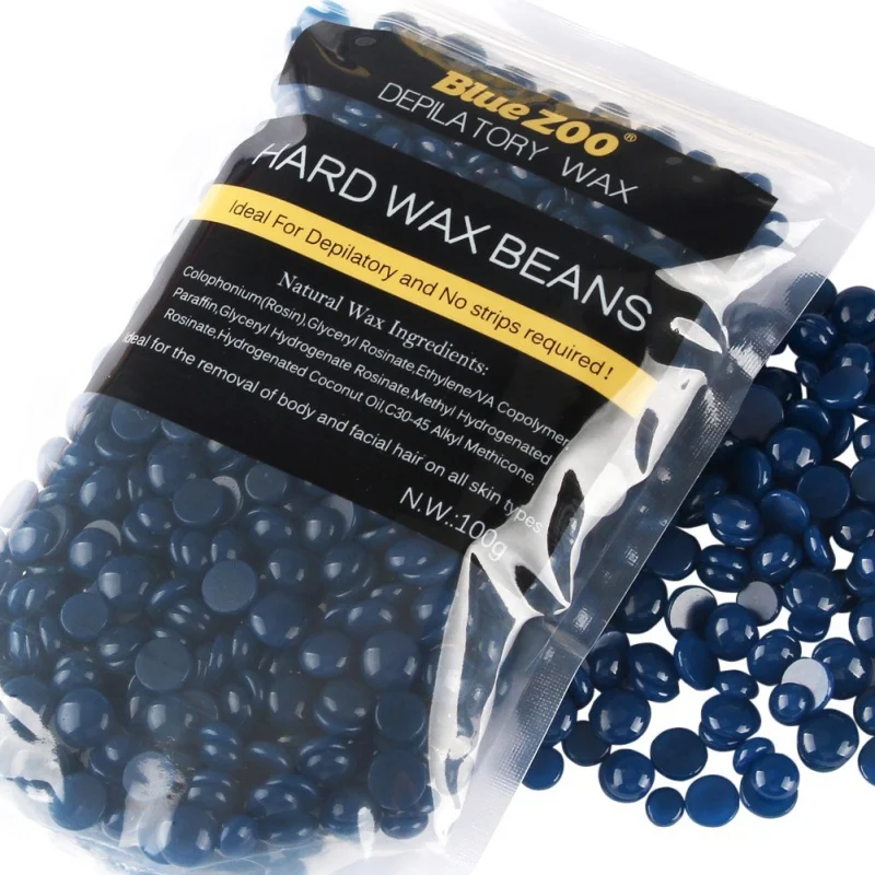 Blue ZOO 100g No Strip Depilatory Hot Film Hard Wax Pellet Waxing Bikini Hair Removal Lavender Beans Dropshipping