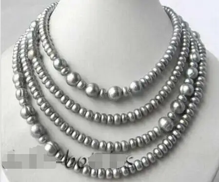 

Free Shipping >>>65'' Gray Flat Round 11MM Round Freshwater Pearl Necklace
