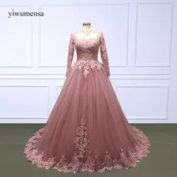 Yiwumensa новый роскошный розовый Свадебные и Бальные платья 2018 платье Vestido De Noiva длинные свадебное платье Кружево аппликации торжественное