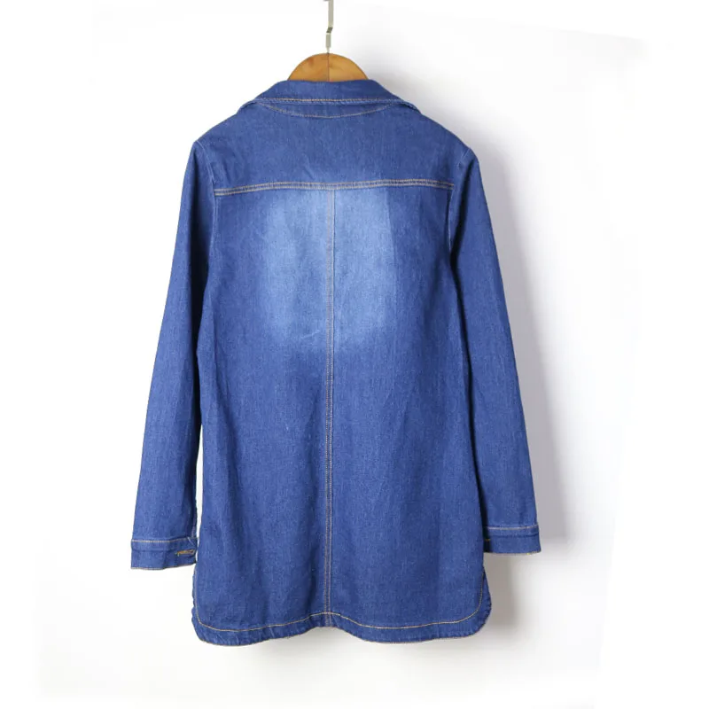 new Women Demin Jacket coat loose Sping Autumn Jeans Coat Vintage Women Lapel Long Sleeve Single Breasted Jacket