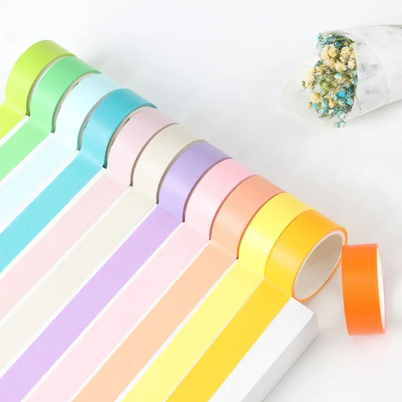 

12 Rolls/Pack Solid Color Paper Washi Tape Adhesive Tape DIY Scrapbooking Diary Sticker Label Masking Tape Party Decoration 3M