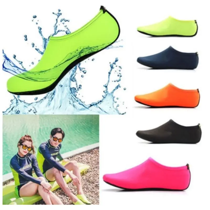 Areqw Мужская обувь Пляжные подводное плавание Aqua Socks ярких цветов Цвет бассейн для плавания быстросохнущие босиком серфинг без шнуровки водонепроницаемая обувь