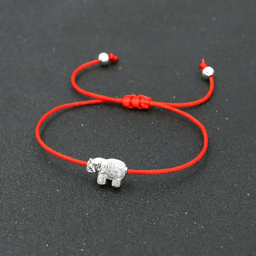 

Minimalism Inlay Micro CZ Rhinoceros Charm Bracelet Women Red Thread Rope Couples Bracelet Kids Silver Color Jewelry Gift