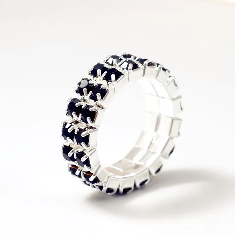

Resizable Ring Elastic 925 Stering Silver Ring CZ Crystal Jet Gem toe ring 6mm