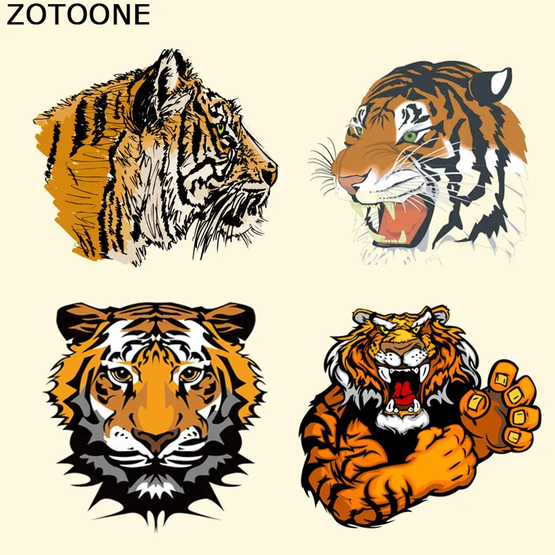 

ZOTOONE Animals Patches Washable Iron-on Transfers for T-Shirt Jacket DIY Punk Stickers Clothes Stickers Lovely Tiger Appliques