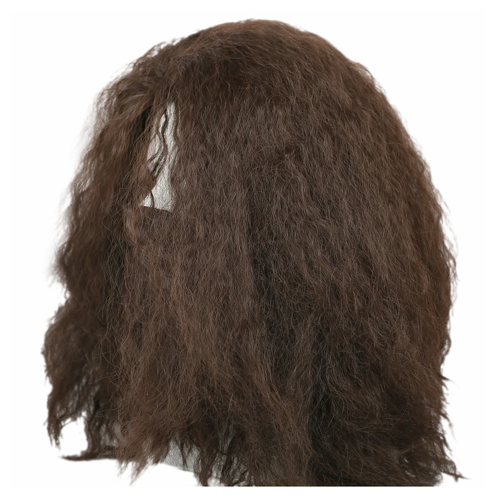 XCOSER Halloween Hagrid Costume Props Harry's Friend Cosplay Costume Brown Long Curly Wavy Hair Acc
