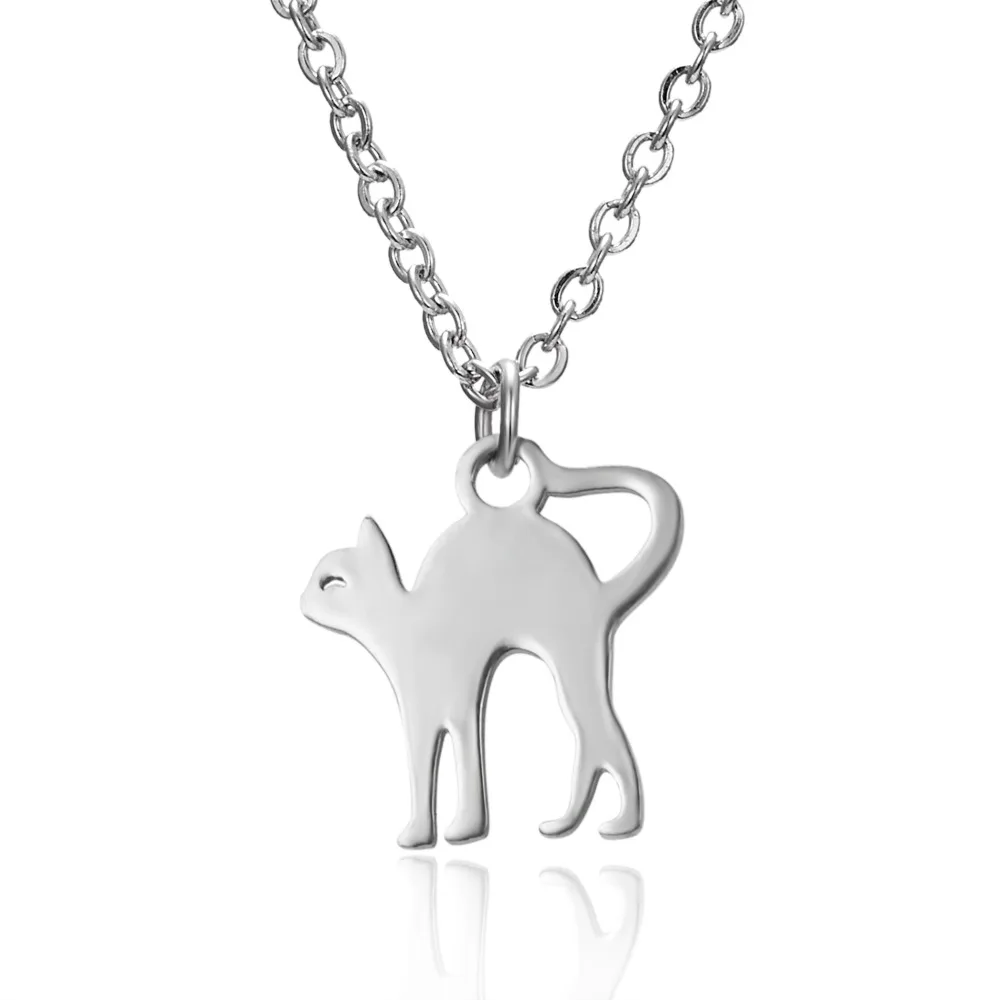 Rinhoo нержавеющая сталь с милым котом Очаровательное ожерелье с простым дизайном кулон для домашних животных кошка ожерелье для кошек женское ювелирное ожерелье подарок для любви