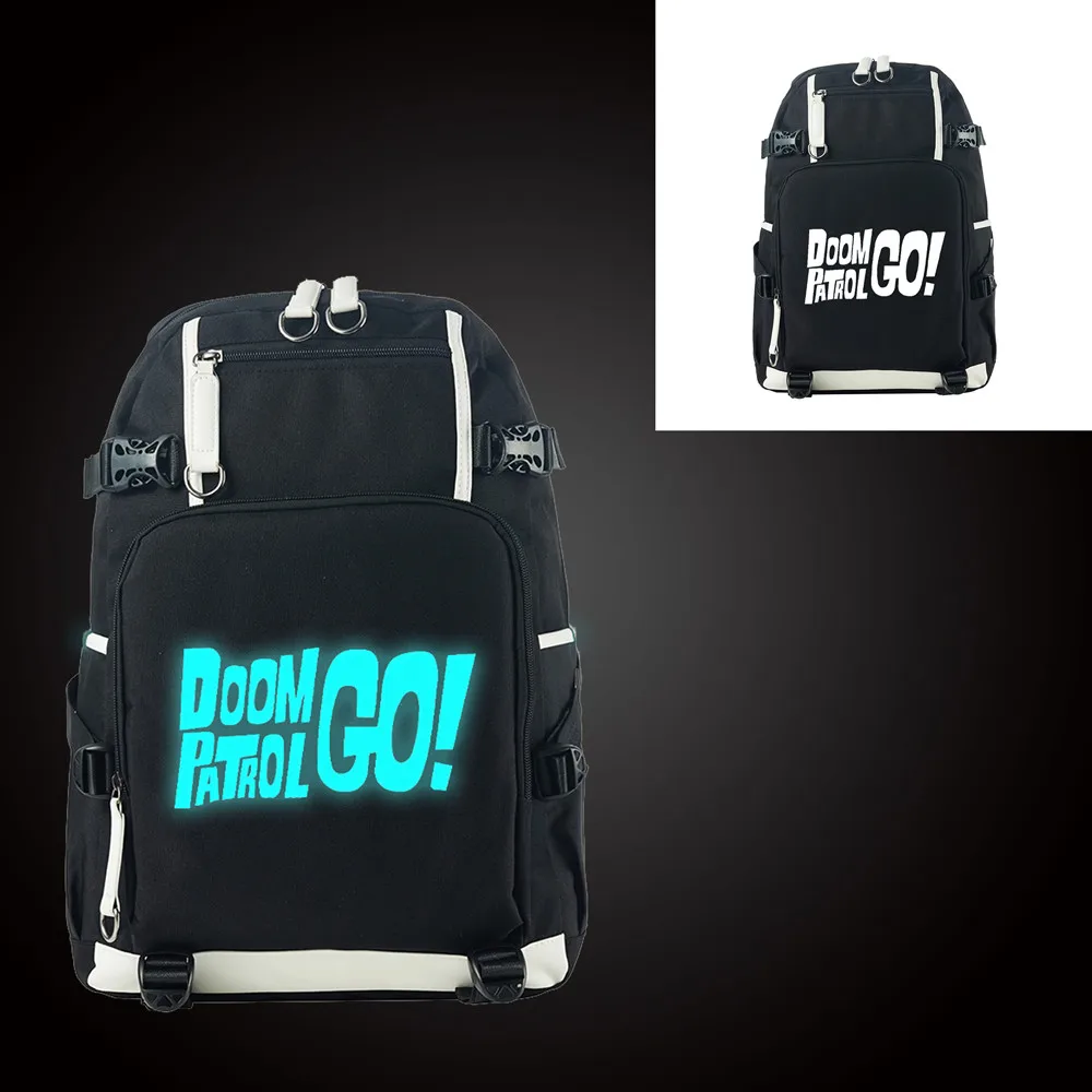 

Doom Patrol School Backpack Glow In Dark Bookbag Schoolbag School Travel Bags