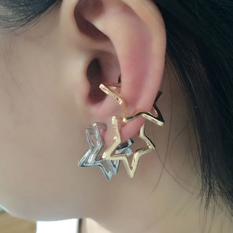 Aliexpress 1pcs Fashion Uni Punk Rock Star Ear Clip Aliexpress 1pcs Fashion Uni Punk Rock Star Ear Clip Earrings No Piercing Silver Gold Body Jewelry For Women Men Free Shipping From