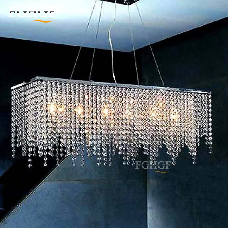 Modern Crystal Chandelier Light Fixture Rectangle Crystal Light for Restaurant Hanging Suspension Lustres Drop Lamp Home (6)