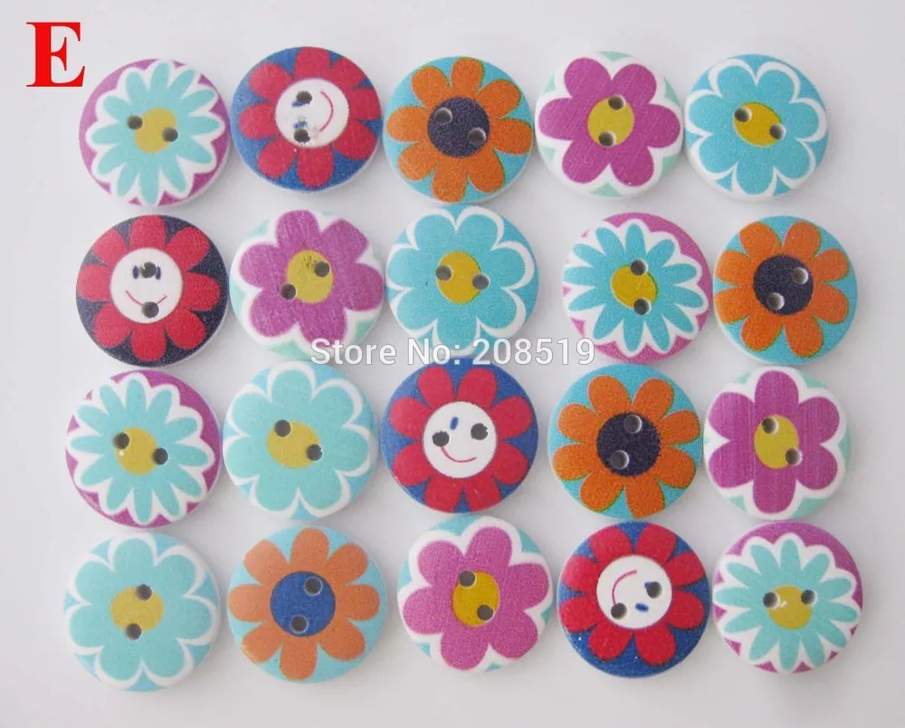 

WBNSWE 120pcs Round Buttons wooden Sunflower Pattern Dia 2cm kid's shirt button sewing supplies
