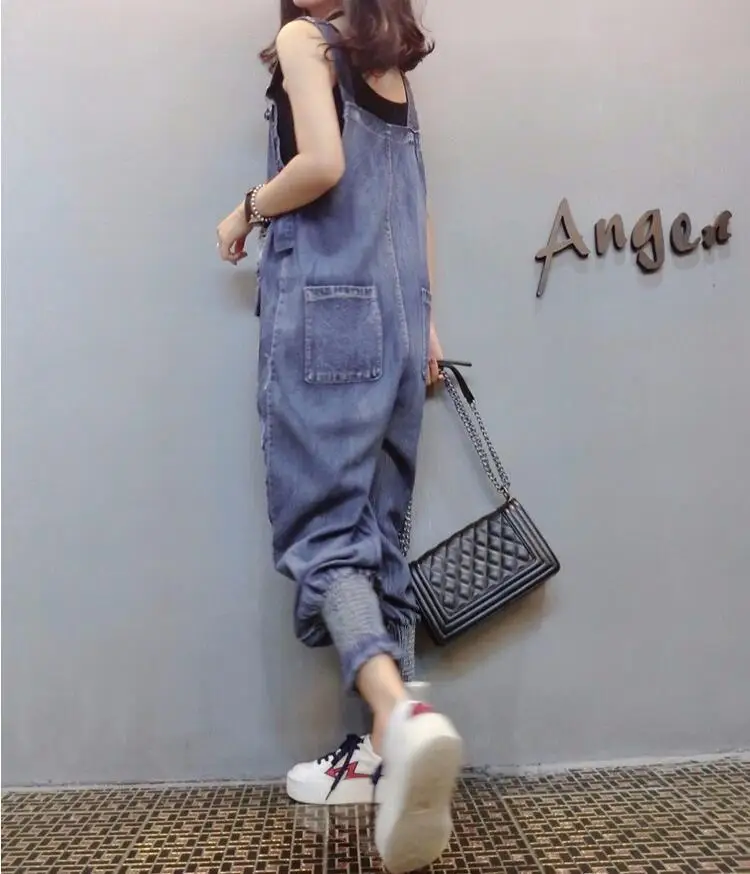 Детский костюм женские комбинезоны Denimm свободная длина по щиколотку брюки с высокой талией для женщин 2019 летние ползунки LZ21