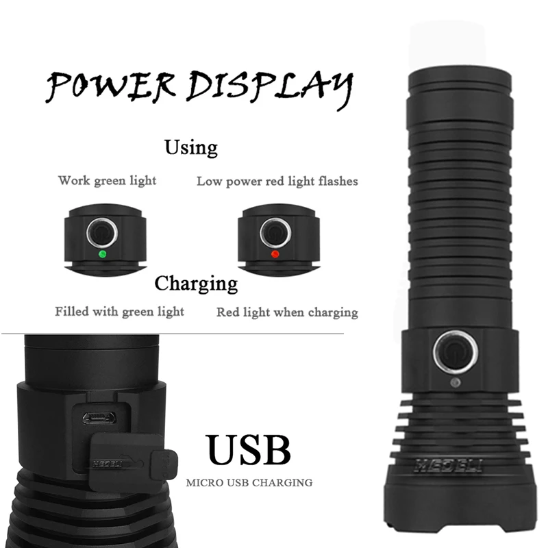 USB высокой мощности 26650 фонарик светодиодный CREE XM L2 Темный душ led lanterna с дисплеем