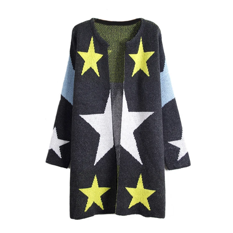 Popular Womens Patterned Sweaters-Buy Cheap Womens Patterned Women Cardigans Stars Pattern Print Long Sweaters Loose Warm Knitted Cardigans Long Sleeve Grey One Size - Popular Womens Patterned Sweaters-Buy Cheap Womens Patterned