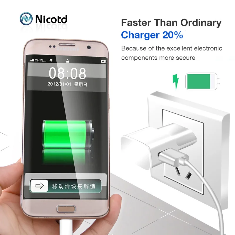 Nicotd 5V 2A USB Charger EU Plug Fast Charging Travel Wall Mobile Phone Charger For Huawei 8C 8X Mate 20 Xiaomi Samsung S10 plus (3)
