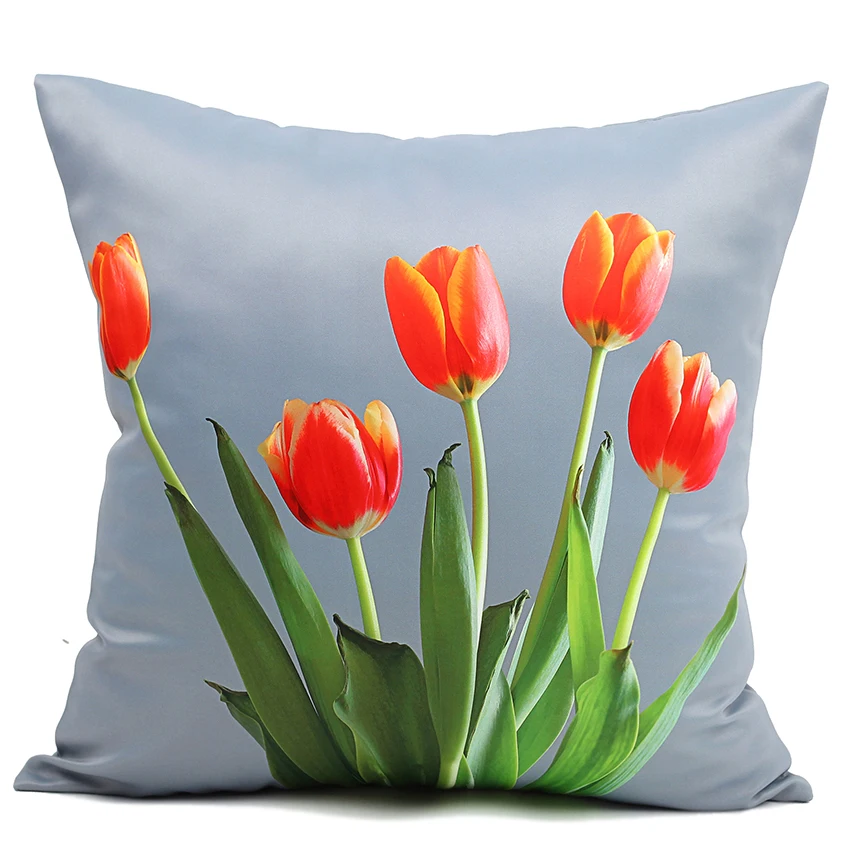 40cm 45cm 50cm 60cm Red Tulip Cushion Covers Decorative Throw Pillows