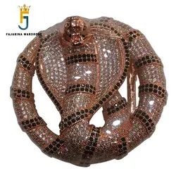 FAJARINA Unique Design Cobra Pattern Buckles Luxury Sky Star Stainless Steel With Crystal Diamond Animal Belts Buckle Men BCK025 FAJARINA Unique Design Cobra Pattern Buckles Luxury Sky Star Stainless Steel With Crystal Diamond Animal Belts Buckle Men BCK025