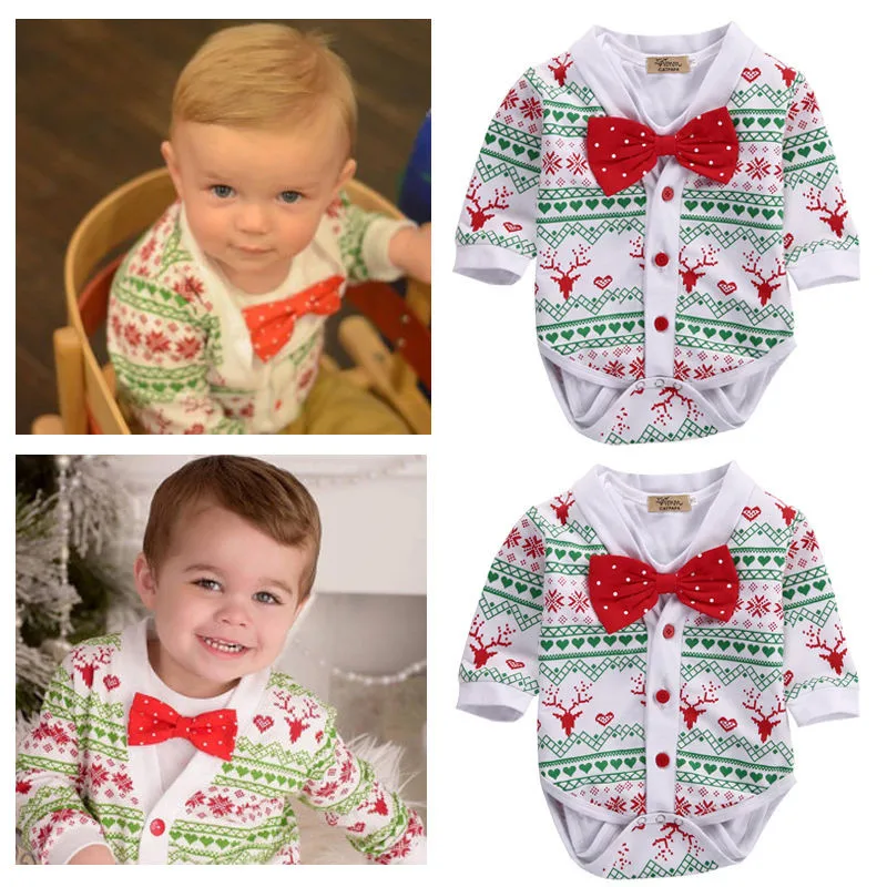 2pcs Set Xmas Clothing Newborn Infant Baby Boy Snowflake Coat+Solid