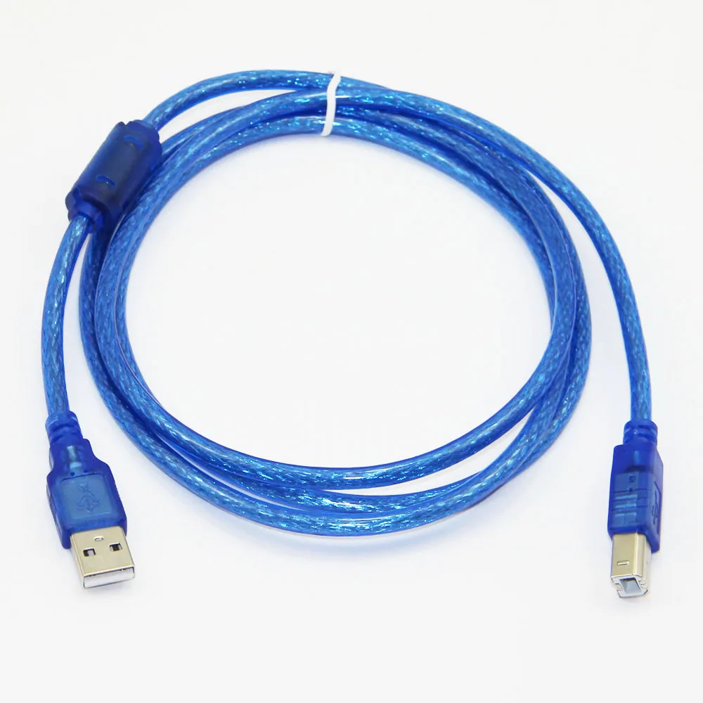 USB 2.0 Printer Cable Type A Male to Type B Male Foil+Braided Shielding Transparent Blue 30cm 50cm 100cm 1.5m 1.8m 3m 5m 10m