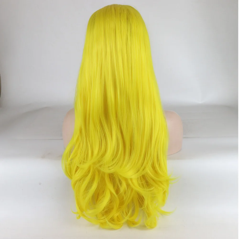 Marquesha фронтальный желтый парик реалистичный вид длинные волнистые, устойчивые к нагреву синтетические парики для женщин