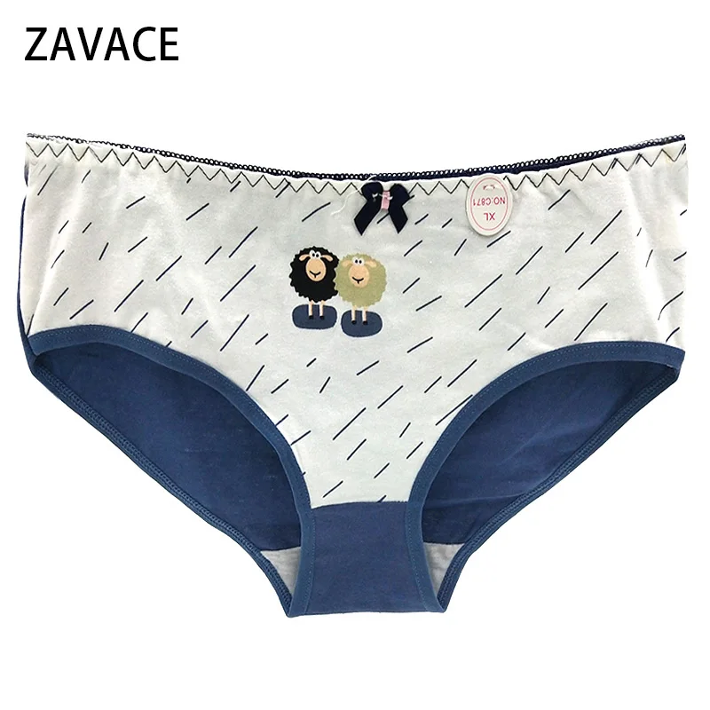 ZAVACE New cotton underwear women Goat printed bow cute cotton underwear sexy briefs women's