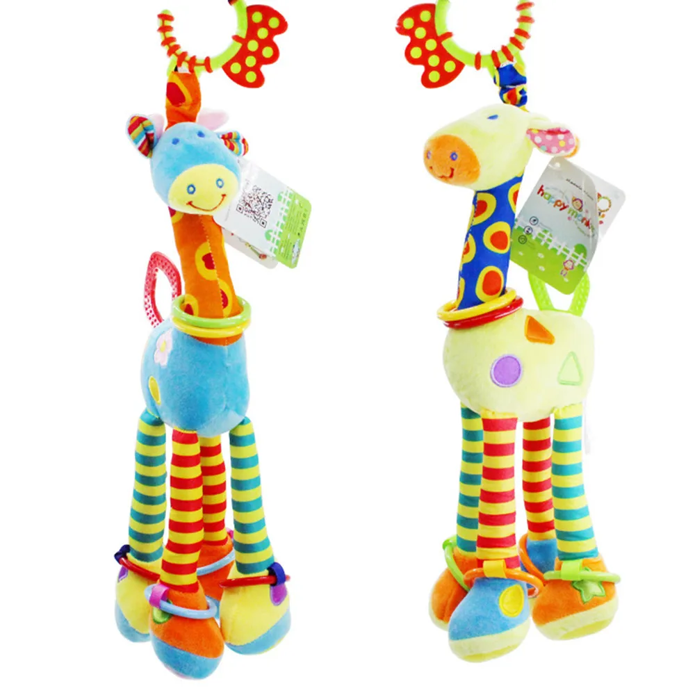 Neonatal baby rattan toy giraffe baby plush toy bed bell bed trailer