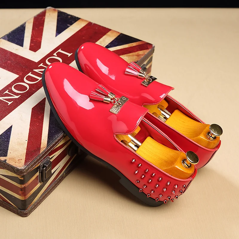Pu Casual Printemps red Nouveaux Marque Robe automne En De Cuir Hommes Luxe 2019 Mocassins Bling Mariage Black Chaussures blue SnE1xqx