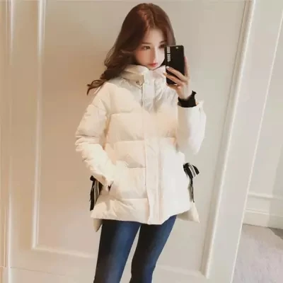 

Lost Money Down Jacket 4 Colors Female Short Coat 2018 Winter New Fashion Without Collar Light Soft White Coat Korean Style
