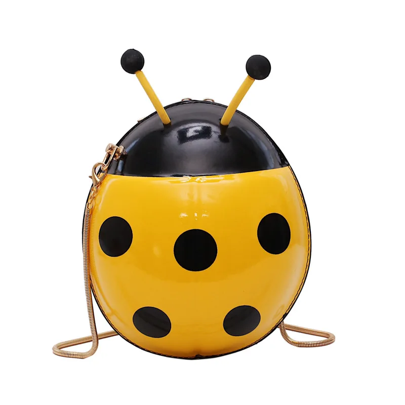 Cute Ladybird Plush Bagpack Girl Boy Children's Bag Ladybug Schoolbag Kids Toy Bag Pack For Child Gift Waterproof Crossbody Bag - Color: Yellow