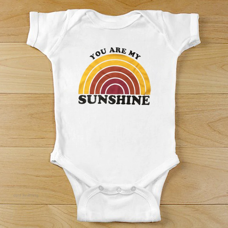 Комбинезон для маленьких мальчиков и девочек с коротким рукавом You Are My Sunshine