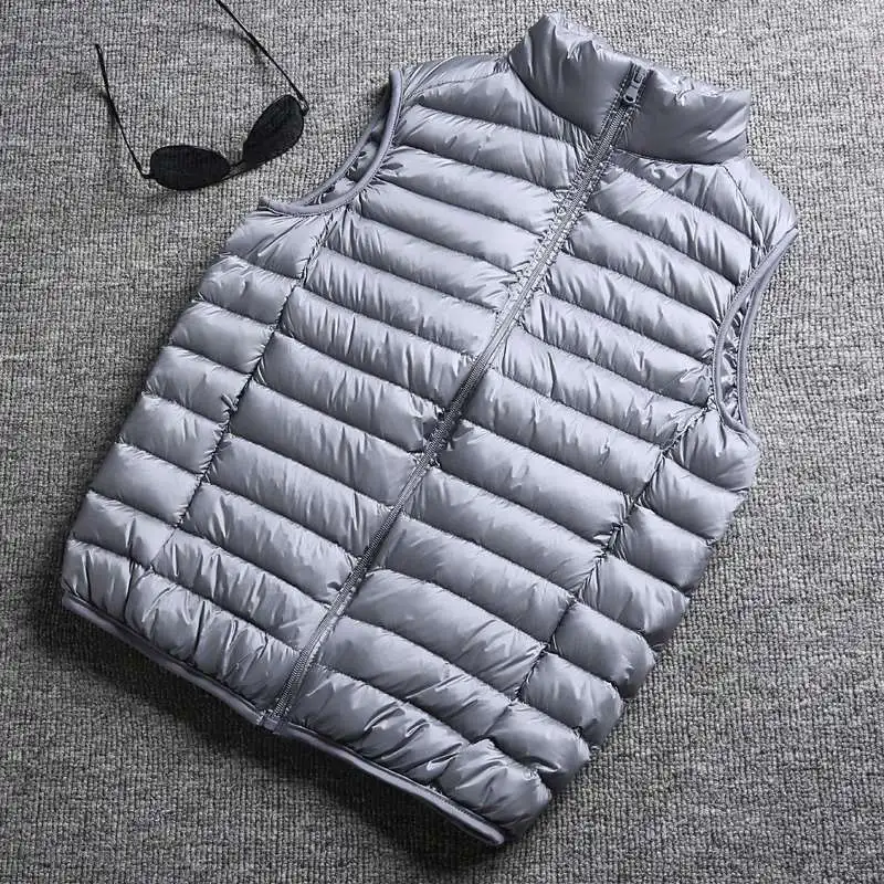 Goedkoop Winter Nieuwe Mannen Witte Eendendons Vest Ultralight Mouwloos Vest Jas Mode Stand Kraag Mannen Grote Maat Losse Vest