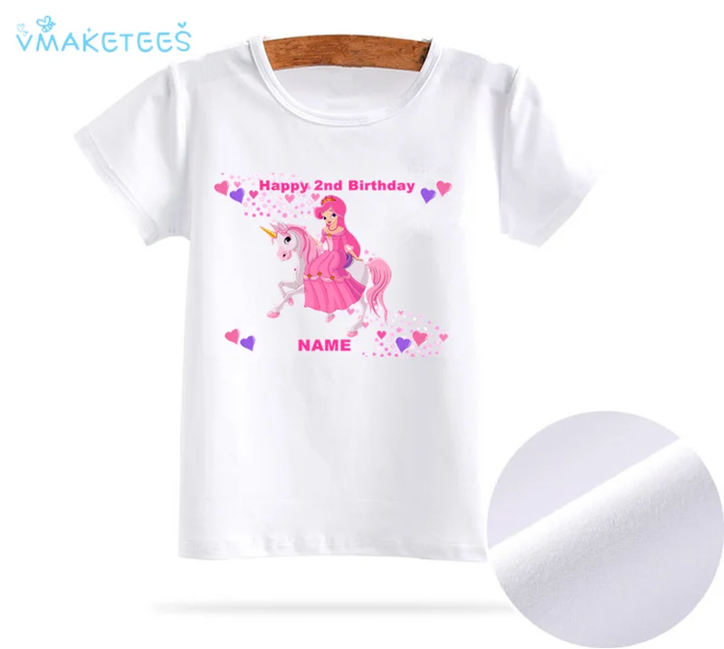 Футболка с единорогом для девочек 1-9 лет на день рождения милая детская футболка Kawaii одежда принцессы Забавный летний топ с рисунком, футболка ooo3081