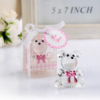 

100pcs Mini Bear Crystal Baby Shower Boy Girl Baptism Party Born Baby wedding Favors for Guest
