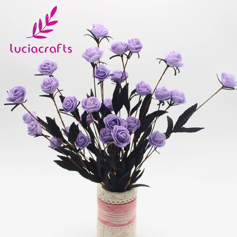 Lucia crafts 1 комплект 15 головок поддельные цветы Роза голова пена для искусственных цветов роза DIY домашнее свадебное украшение A1304