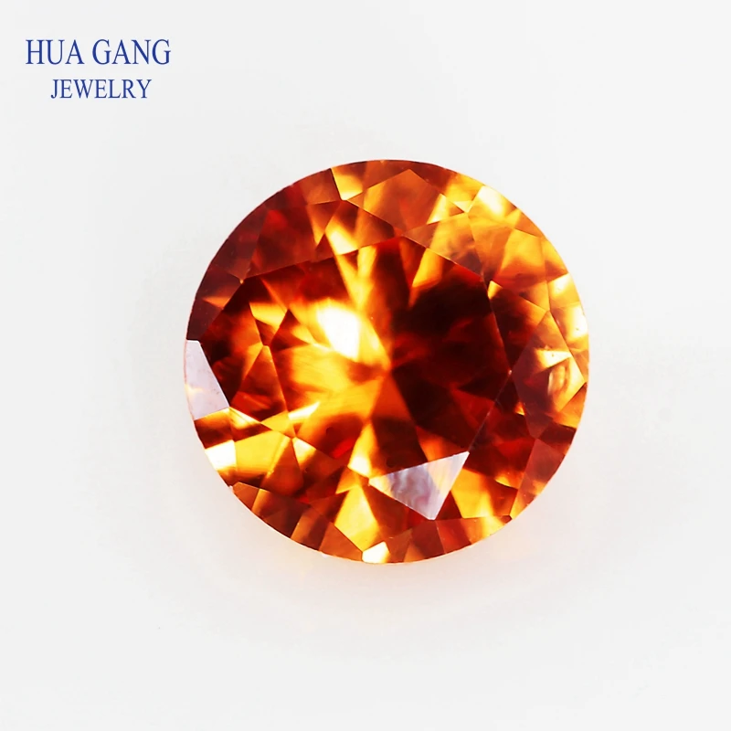 

55# Orange Synthetic Stone 0.8-7mm Round Brilliant Cut Synthetic Corundum Stone Gems For Jewelry