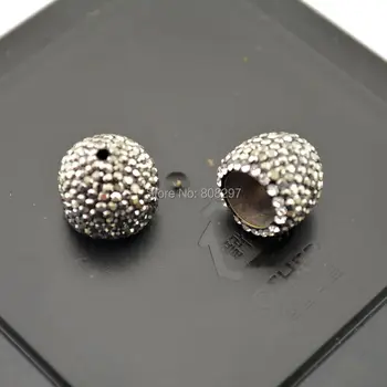 

High Quality 20Pcs Pave Rhinestone Ends Buckle Bead Caps For Round Leathers Jewelry Making Finding