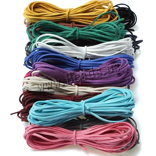 20 Colors 5 Meters 3mm*1.5mm Korea Artifical Suede Flat Leather Cord Lace String Strap Necklace Rope Bead Bracelet 1Pc Jewelry Findings