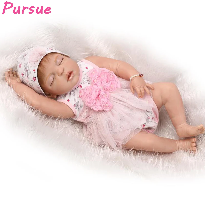 Pursue Baby Reborn with Silicone Body Doll toys for Girls Boys Silicone Reborn Baby Dolls bebe reborn menina de silicone menina