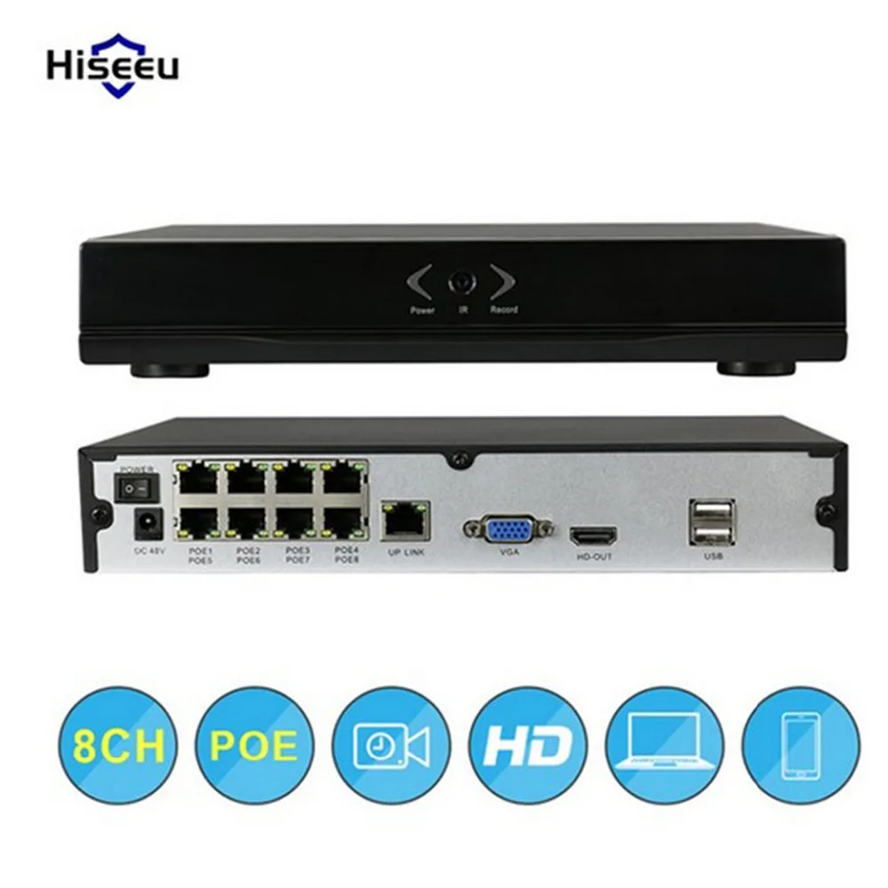

8CH POE NVR CCTV 48V IEEE802.3af Security NVR PoE Switch Inside DVR Network Video Recorder H.264 Onvif XMEYE P2P 8 channel