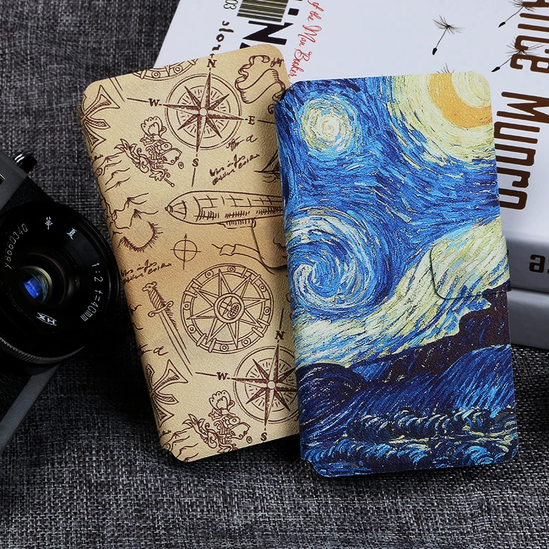 

Flip phone case for Wiko Upulse Lite Wim Painting fundas wallet style capa protective leather capa cover for UpulseLite WimLite