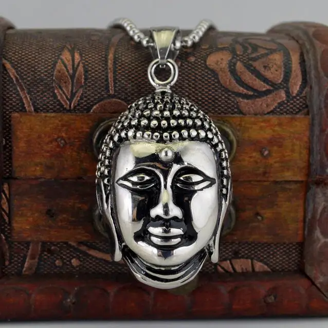 

Buddhism Shakya Mani Portrait Buddha Necklace Men, Religious Faith 60cm Bead Chain Long Necklaces Pendants Neckless Jewelry Gift