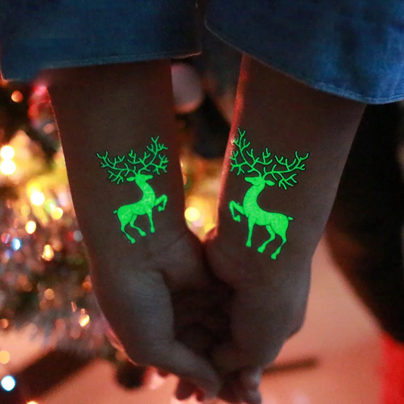

Santa Claus Luminous Temporary Tattoo Stickers New Year Decor Carnival Party Decoration Christmas Decoration Merry Christmas