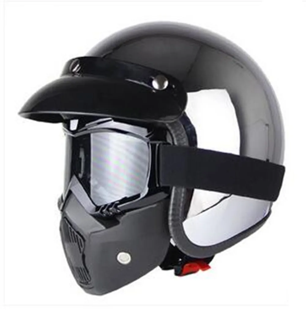 moto rcycle шлем jet винтажный шлем с открытым лицом Ретро 3 casco moto capacete Ретро moto cross moto rcycle DOT approved - Цвет: Brown inner lining