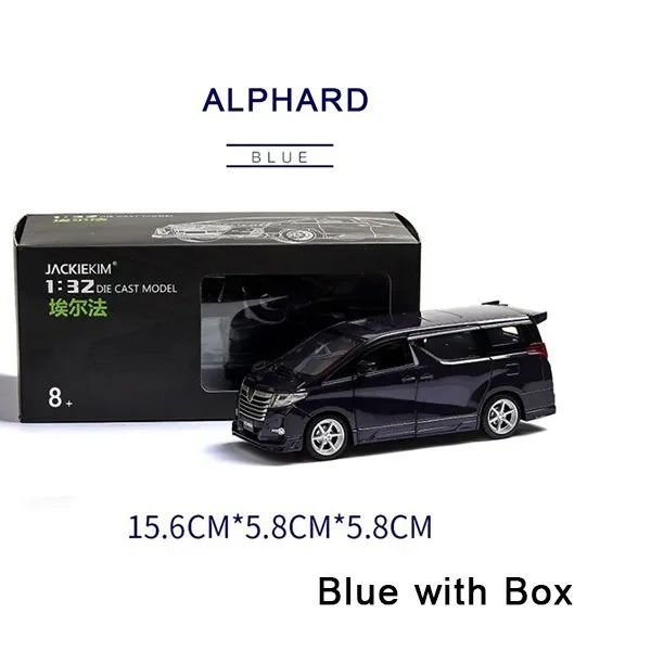 Модель автомобиля Toyota Elfa, игрушечный автомобиль-няня, Черный игрушечный автомобиль, светильник с функцией оттягивания, модифицированный автомобиль, 6 дверей, можно открыть - Цвет: blue with box