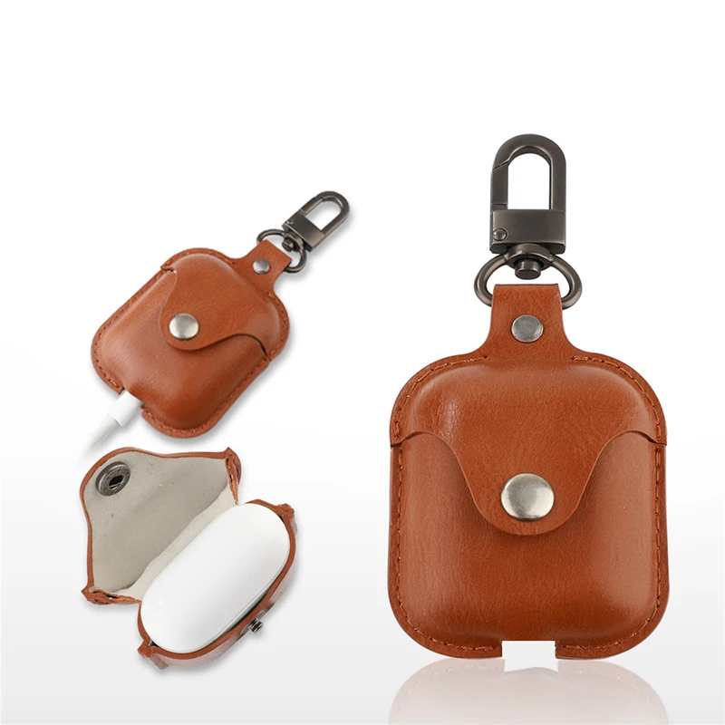PU Leather Case For Airpods Luxury Business Earpods Box For Apple Earphone Cute Cover For Air Pods With Hook Lovely Protector (22)