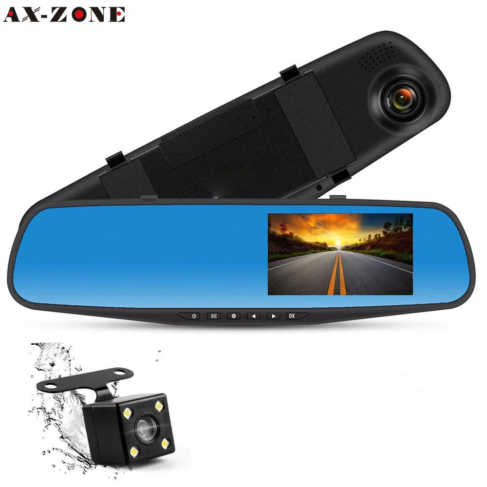 

4.3" LCD HD 1080P Car Video Camera Driving Recorder with Dual Lens for Vehicles Front Rear View Mirror Dash Cam 170 wide angle