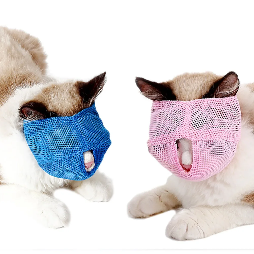 

1PCS Pet Mouth Mask Multi-functional Mesh Cats Face Guard Adjustable Anti Bite Anti Barking Cat Muzzle Breathable Cat Masks S L