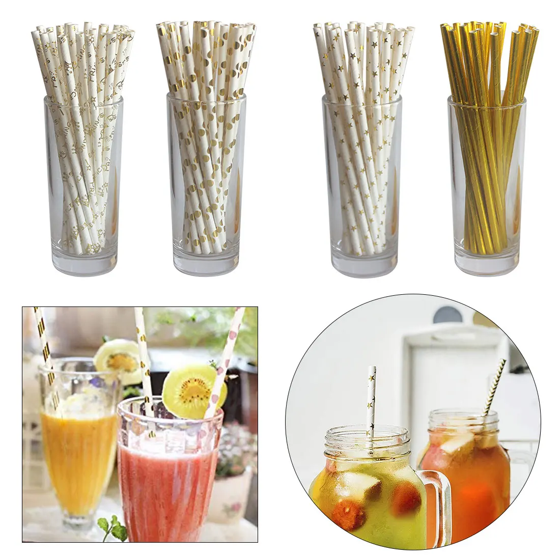 

25pcs Foil Gold Rose Gold Silver Paper Straws Wedding Favors Star Drinking Straws Birthday Party Decoration Kids Party Supplies