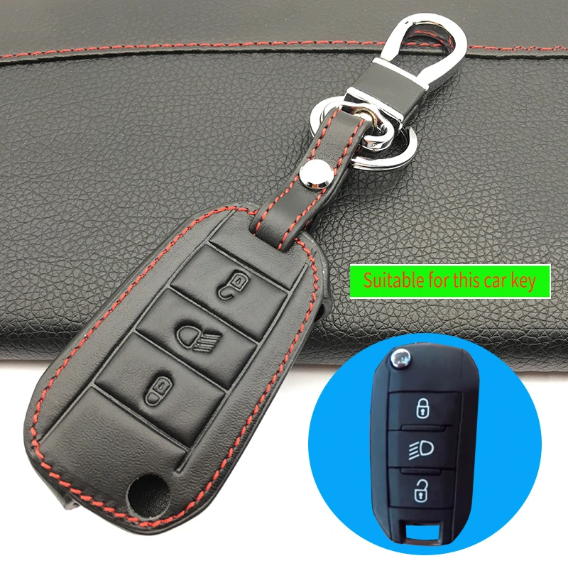 Keyless Remote Key Fob Genuine Leather Case Skin Cover Protector For Peugeot 3008 208 308 508 408 2008 Rcz 307 3 Button Folding Key Case For Car Aliexpress